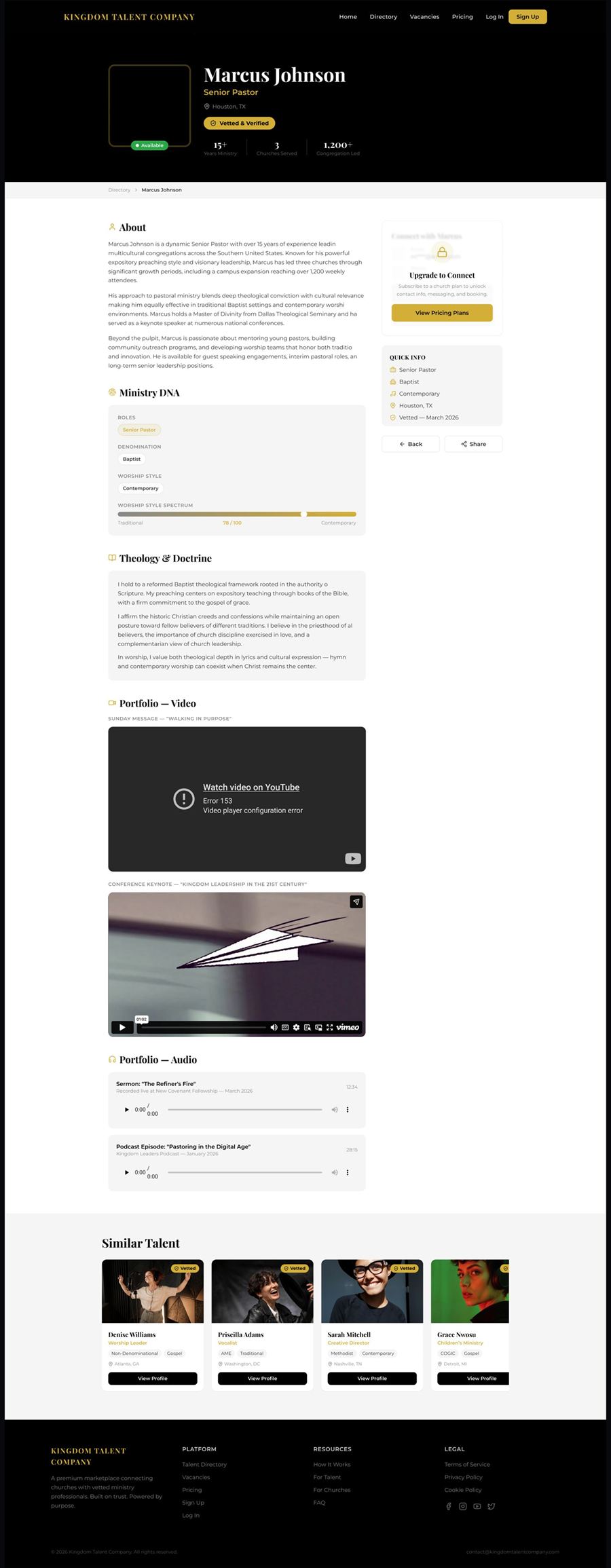Kingdom Talent Company church talent marketplace